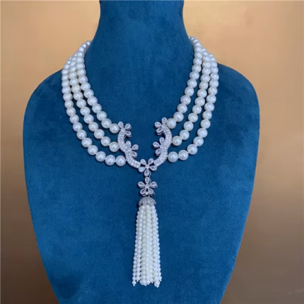 HIBRIDE Trendy White Pearl Micro Inlay Zircon Necklace Pendants Fashion Dubai Jewelry for Women Bridal Wedding Party bijoux N799