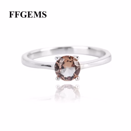 FFGems Simple Zultanite Rings Genuine 925 Sterling Silver Created Diaspore Color Change for Women Wedding Party Fine Jewelry