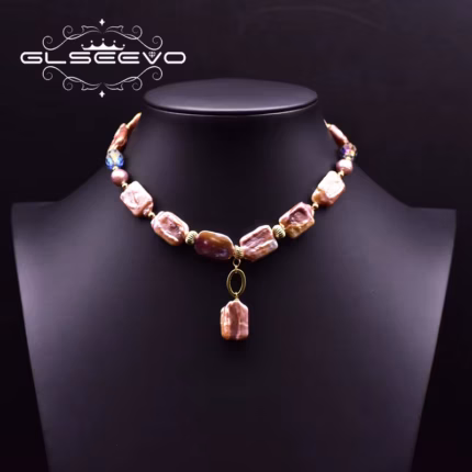 GLSEEVO Natural Baroque Fresh Water Pearls Vintage Pendant Women Necklace Handmade Luxury Jewellery Perola Wedding Gifts GN0191