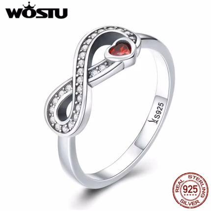 WOSTU 2019 Fashion 100% 925 Sterling Silver Infinity Forever Love Finger Ring for Women Wedding Engagement Jewelry Gift CQR415