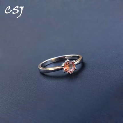 Elegant Zultanite Ring Sterling Created Sultanite Color Change Round Cut 5MM Fine Jewelry Party Wedding Gift for Women