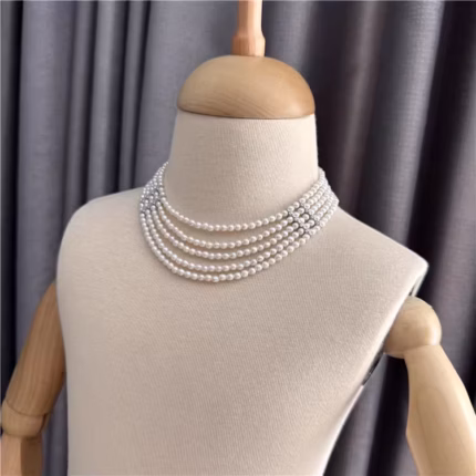 Natural Freshwater Pearl Necklace Multi-layer Clavicle Simple Necklace
