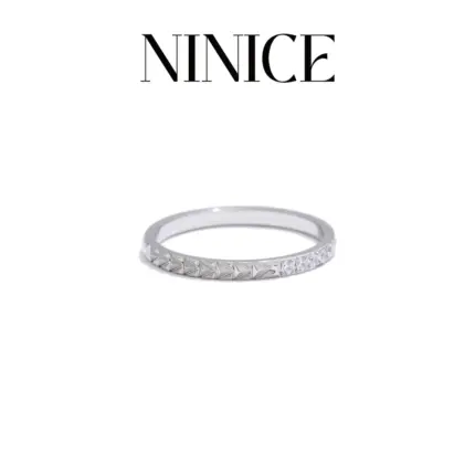 NiNice Rings Stainless Steel Jewelry Woman Three Dimensional Triangular Zirconia Fashion Original High Quality Wholesale