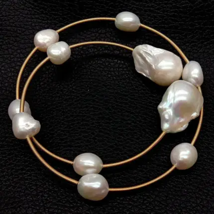 KKGEM Natural Freshwater White Baroque Pearl 15x22mm Reborn keshi Pearl Adjustable Bracelet classic for women