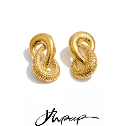 Yhpup Stainless Steel Metal Stud Earrings for Women Personalized Geometric Unique Design Texture Fashion Metal Jewelry 2026