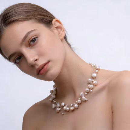 Natural Freshwater Baroque Pearl Necklace For Women Simple Style Handmade DIY Wedding Party Jewelry