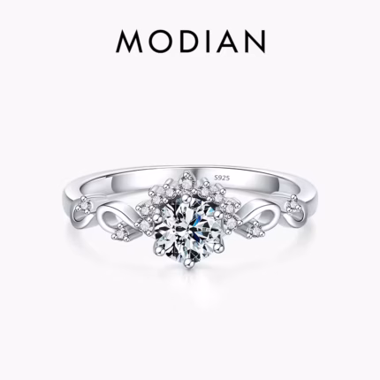 MODIAN Sparkling Dazzling Wedding Crown Finger Rings For Women Real 925 Sterling Silver Ring Engagement Statement Female Jewelry