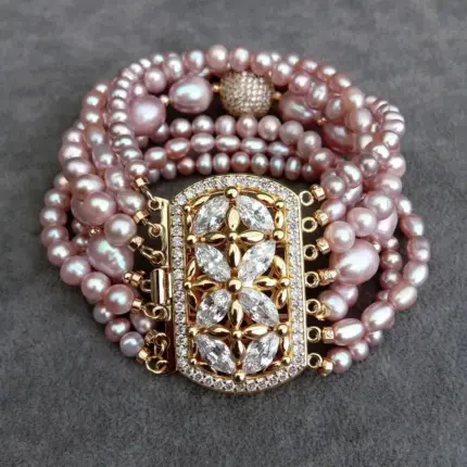 KKGEM 7 strands Potato rice shape Natural FreshWater Pearl Multilayer Charm Bracelet Original Design Jewelry