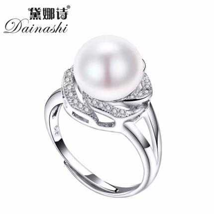 925 Sterling Silver Jewelry on Sale Big Natural Pearl Rings for Women Stone Ring Adjustable White/pink/purple Pearl