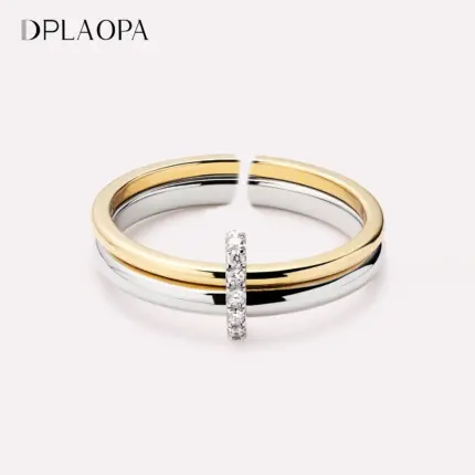 DPLAOPA Women 925 Sterling Silver CZ Zircon Split Plating Adjustable Ring 2026 New Rock Punk Dainty Birthday Jewelry Gift