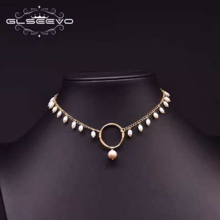 GLSEEVO Natural Fresh Water PearlChoker Necklace For Women Wedding Engagement Gift Fine Original Design Handmade Jewelry GN0185