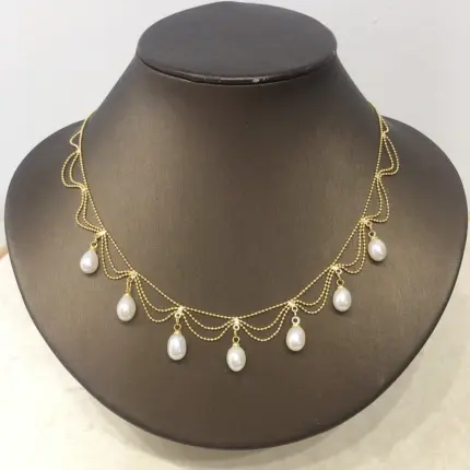 ZHBORUINI 2025 NEW Freshwater Pearl Pendants Necklace 6-7 Rice Shaped Exquisite Lace Multi-layer Fashion Jewelry Gifts For woman