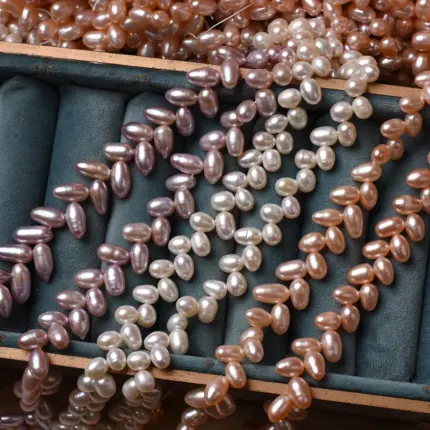 New 5-6 mm Rice Pearl Natural Freshwater Rice Pearl Necklace Beads Diy Accessories Jewelry Making