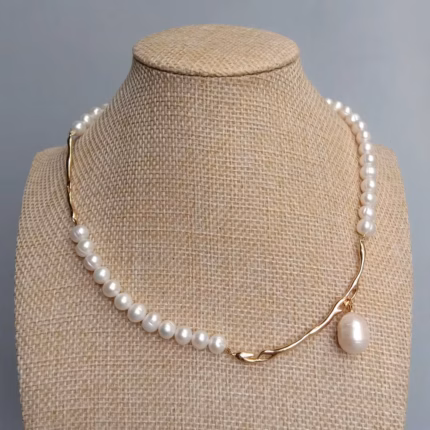 kkgem 7-8mm Cultured White Pearl Chokers Women Beaded Simple Layers Necklaces Jewelry Gifts