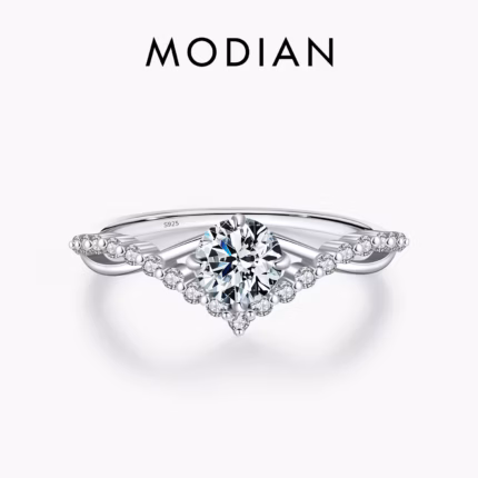 MODIAN Crown D Color Moissanite Ring Delicate Lab Diamond Ring 925 Sterling Silver For Women Wedding Engagement Jewelry