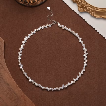 Dainashi 4-5mm Baroque Freshwater Pearl Necklaces 925 Sterling Silver 38+4cm Collar Necklace for Women Jewelry Gift