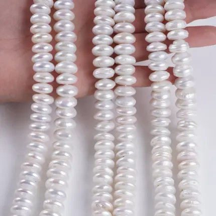 14-15mm White Color Coin Shape Freshwater Pearl Center Holes Strands for Jewelry Making