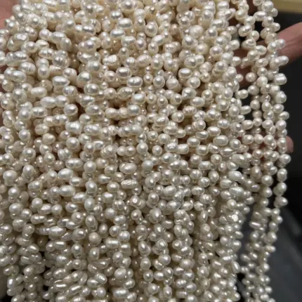4-5mm Natural White Freshwater Pearl Beads Angled Hole for DIY Jewelry Making Necklace Earring Bracelet Accessories for Women