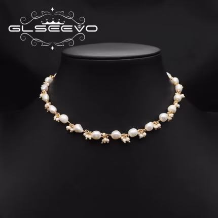GLSEEVO Natural Baroque Fresh Water Pearls Vintage Pendant Women Necklace Handmade Luxury Jewellery Perola Wedding Gifts GN0191