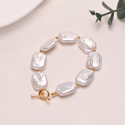 Dainashi 13.5*17mm Baroque Freshwater Pearl Bracelet OT Buckle 16cm 18cm 20cm Women's Hand Bracelet Jewelry Gift 2026 Newest