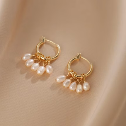 Hengsheng 5-6mm Rice Shape Freshwater Pearl Hook Earrings for Women Retro Style Tassel Earrings Jewelry Gift 2026 New Arrivals
