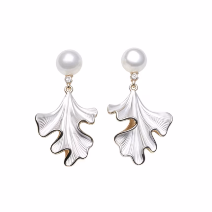 Original 925 Silver Natural Pearl Earrings Woman,Cute Dangling Freshwater Pearl Earring Wife Anniversary Gift White Black
