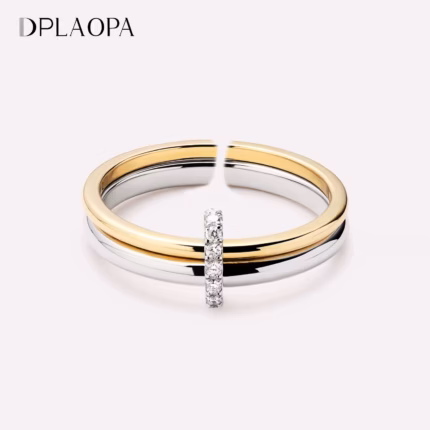 DPLAOPA Women 925 Sterling Silver CZ Zircon Split Plating Adjustable Ring 2026 New Rock Punk Dainty Birthday Jewelry Gift