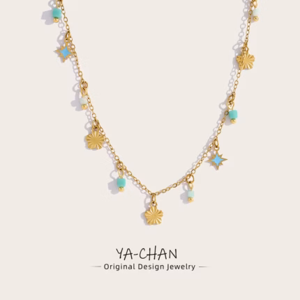 YACHAN 18K Gold Plated Stainless Steel Necklace for Women Exquisite Chic Charms Trendy Elegant Vintage Waterproof Jewelry