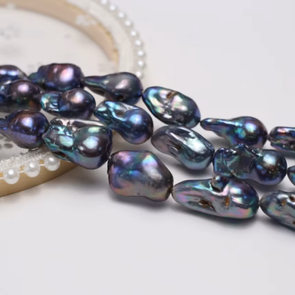 Natural Freshwater Pearl Blue-Purple 12*15mmAAAAA Baroque Bead Jewelry Make DIY Necklace Bracelet Accessories Wedding Gift Women