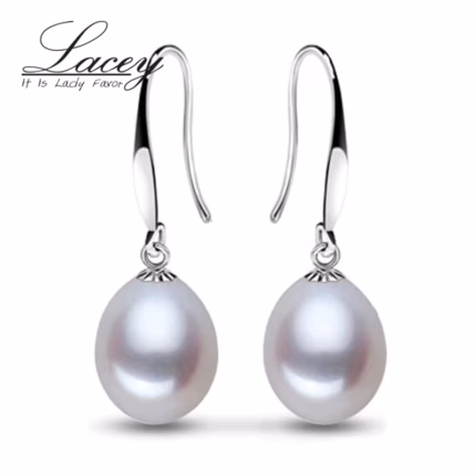 Wedding Real Freshwater Drop Earrings for Women,Trendy White Natural Pearl Earrings Silver 925 Bridal Gift