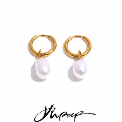 Yhpup 2026 Stainless Steel Natural Freshwater Pearls Hoop Earrings High Quality Elegance Chic Charming Jewelry