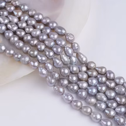Wholesale 7-8mm Sliver Gray Freshwater Pearl Edison With Tail Freshwater Pearl Strands