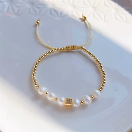 KKBEAD Luxury Zirconia Charm Bracelet Jewelry for Women Natural Pearl Bracelets Gold Plated Beads Pulseras Valentines Day Gift