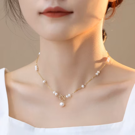 Hot Sell 100% Natural Freshwater Pearl 14K Gold Filled Ladies Chains Necklace Jewelry For Women New Year Gifts No Fade