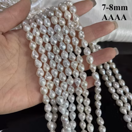 7-8mm 4A Natural Freshwater Pearl White Teardrop High Quality Isolated Bead Women Jewelry Make DIY Necklace Bracelet Accessories