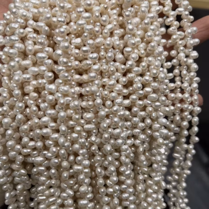 4-5mm Natural White Freshwater Pearl Beads Angled Hole for DIY Jewelry Making Necklace Earring Bracelet Accessories for Women