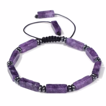 Rectangle Shape Amethysts Bracelet Natural Stone Indian Agates Lapis Lazuli Adjustable Braided Bracelets For Women Men Jewelry