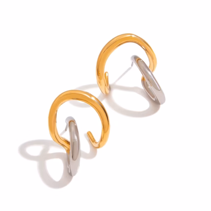 Youthway Metal Irregular Lines Earring Stainless Steel Anti Allergy Ear Jewelry Two Color Geometry Creative Earrings