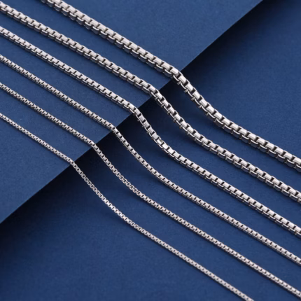 Yüksek kalite 925 ayar gümüş kutusu bağlantı zinciri 1mm/1.2mm/1.5mm/2mm/2.5mm/3mm erkek kadın kolye inci vurgu toptan kaynağı