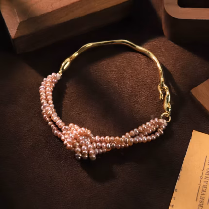 Hakiki tatlı su incisi düğüm bilezik kadınlar için günlük ofis partisi Minimalist çok katmanlı mor inci bilezik moda takı