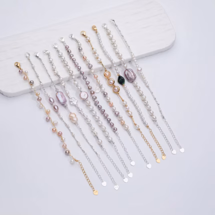 Inci bilezik toptan tatlısu inci takı dokuma bilezik moda tasarım kadınlar için 16 + 4cm